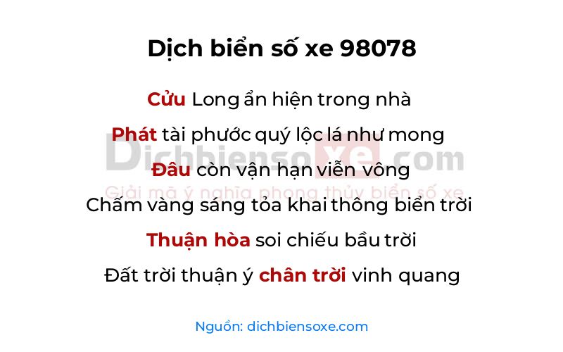 Dịch thơ biển số 98078