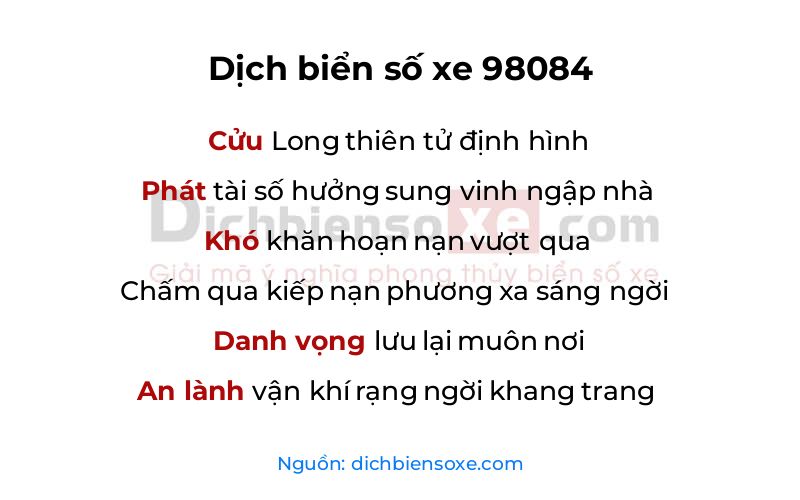 Dịch thơ biển số 98084