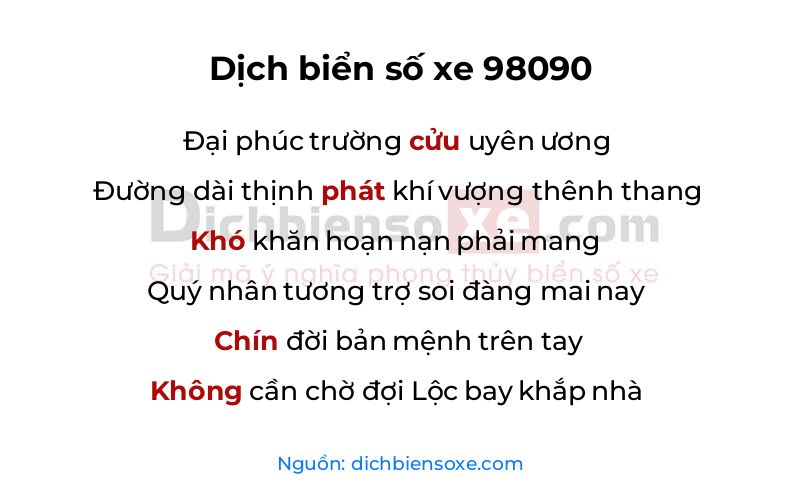 Dịch thơ biển số 98090