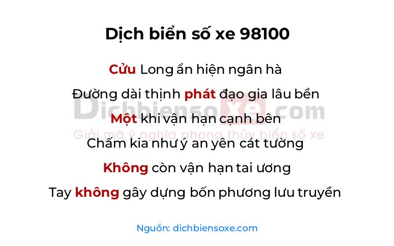 Dịch thơ biển số 98100