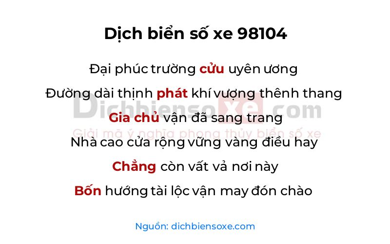 Dịch thơ biển số 98104