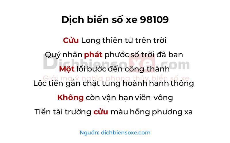 Dịch thơ biển số 98109