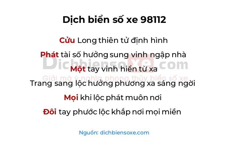 Dịch thơ biển số 98112