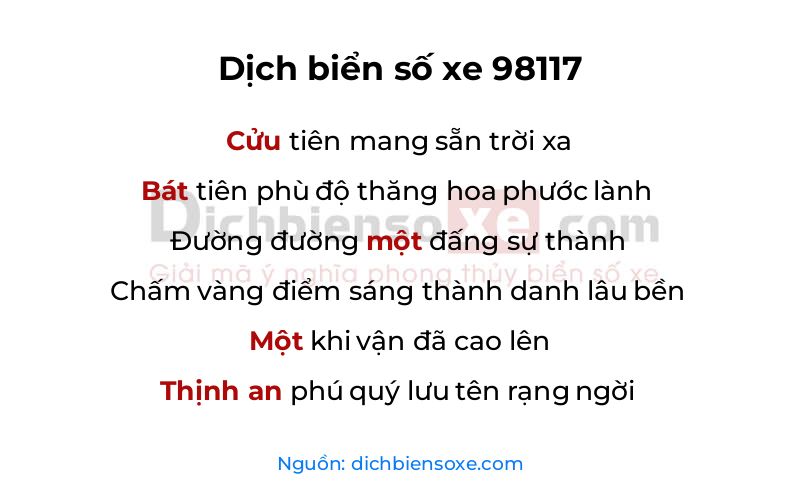 Dịch thơ biển số 98117