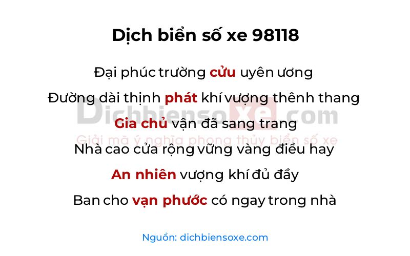 Dịch thơ biển số 98118