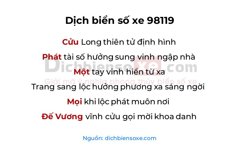 Dịch thơ biển số 98119