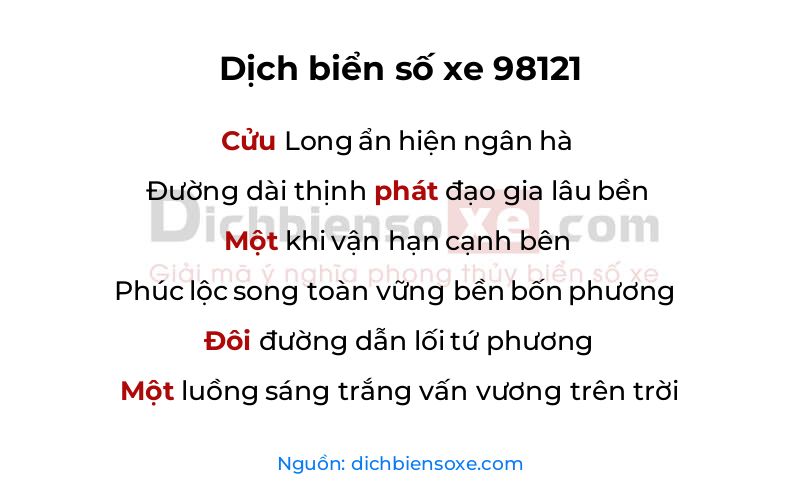 Dịch thơ biển số 98121