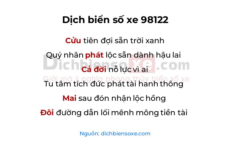 Dịch thơ biển số 98122