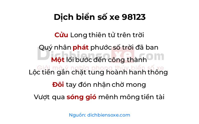 Dịch thơ biển số 98123