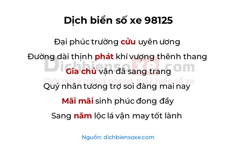Dịch thơ biển số 98125