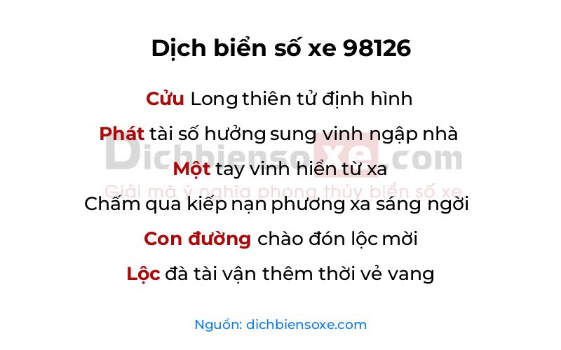 Dịch thơ biển số 98126
