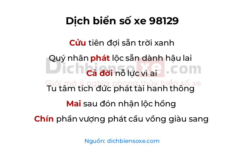 Dịch thơ biển số 98129