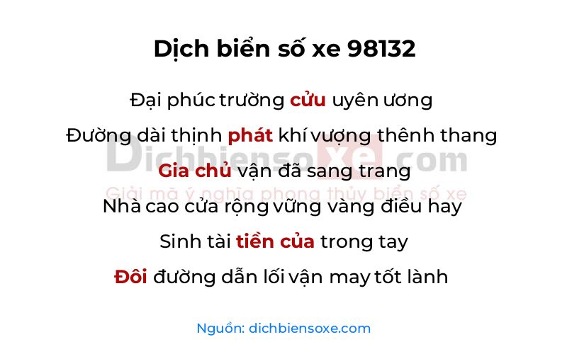 Dịch thơ biển số 98132