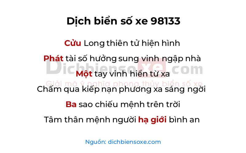 Dịch thơ biển số 98133
