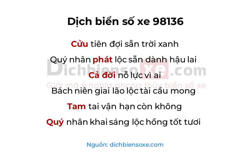 Dịch thơ biển số 98136