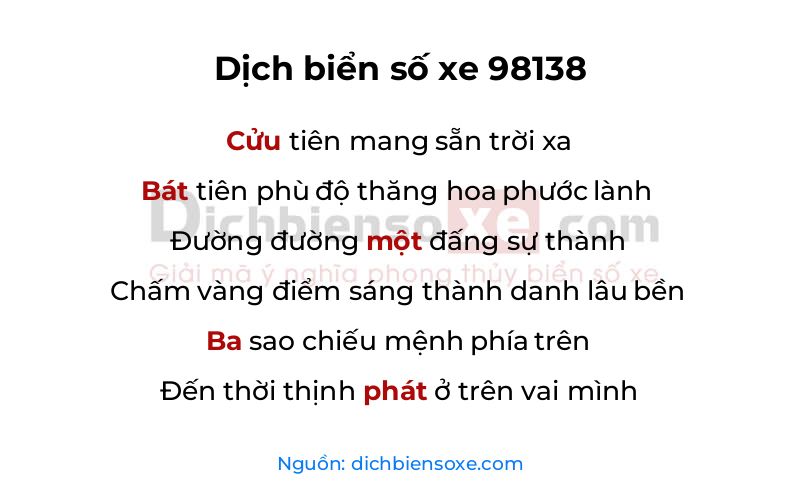 Dịch thơ biển số 98138