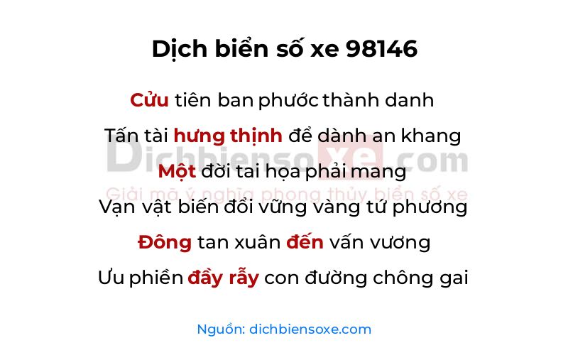 Dịch thơ biển số 98146