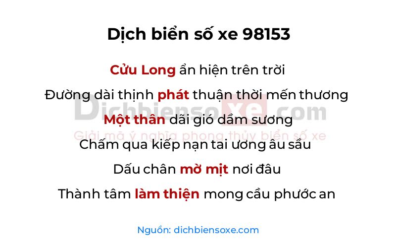 Dịch thơ biển số 98153