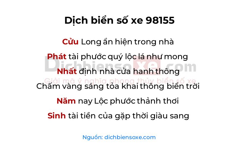 Dịch thơ biển số 98155