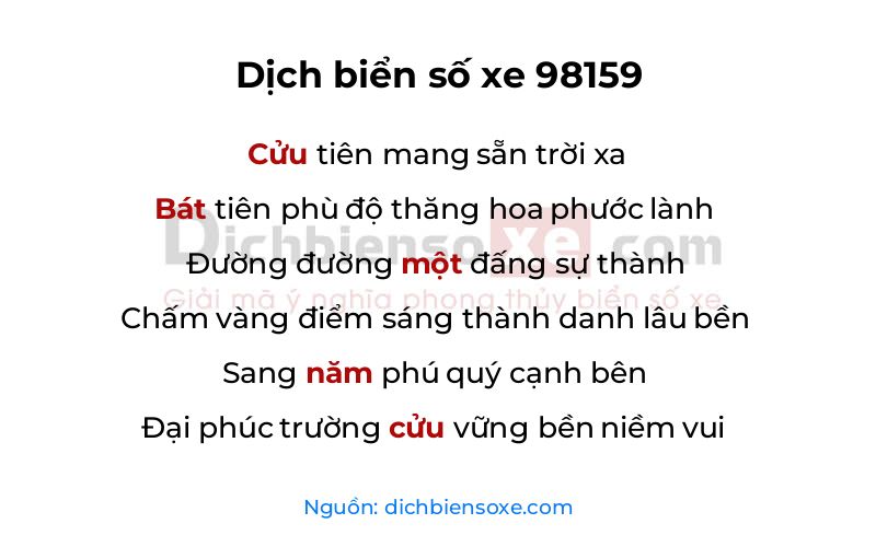Dịch thơ biển số 98159