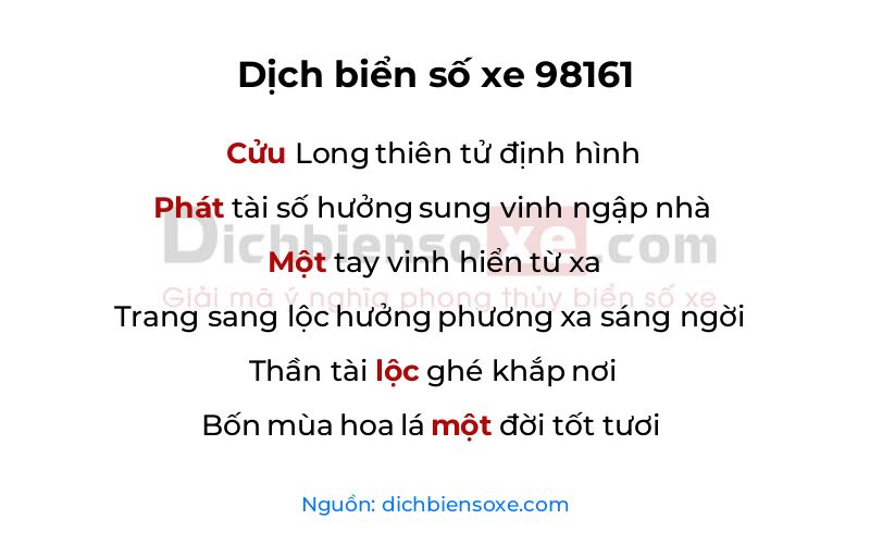 Dịch thơ biển số 98161