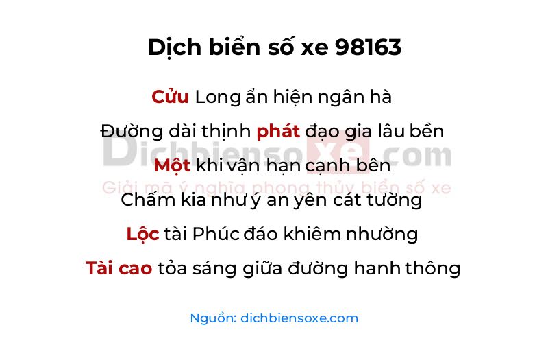 Dịch thơ biển số 98163
