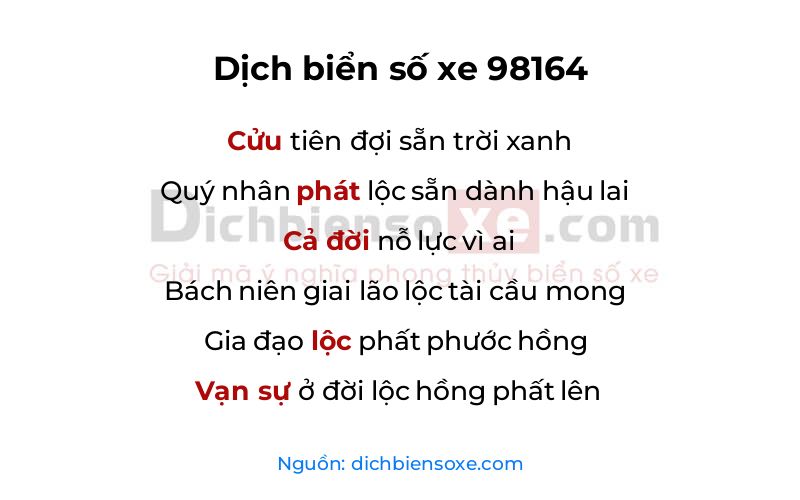 Dịch thơ biển số 98164