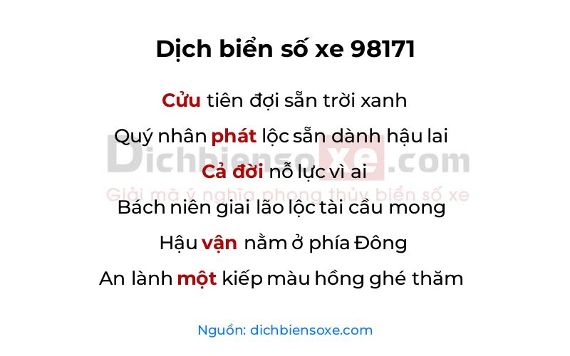 Dịch thơ biển số 98171