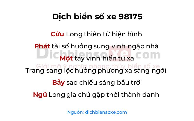 Dịch thơ biển số 98175