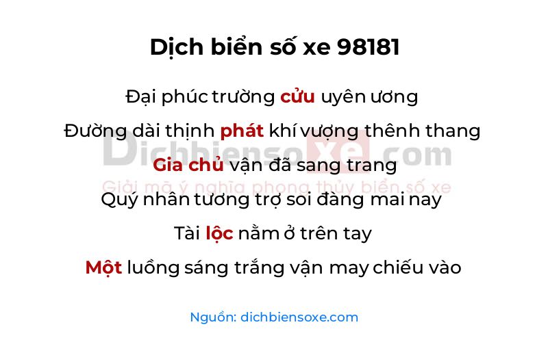 Dịch thơ biển số 98181
