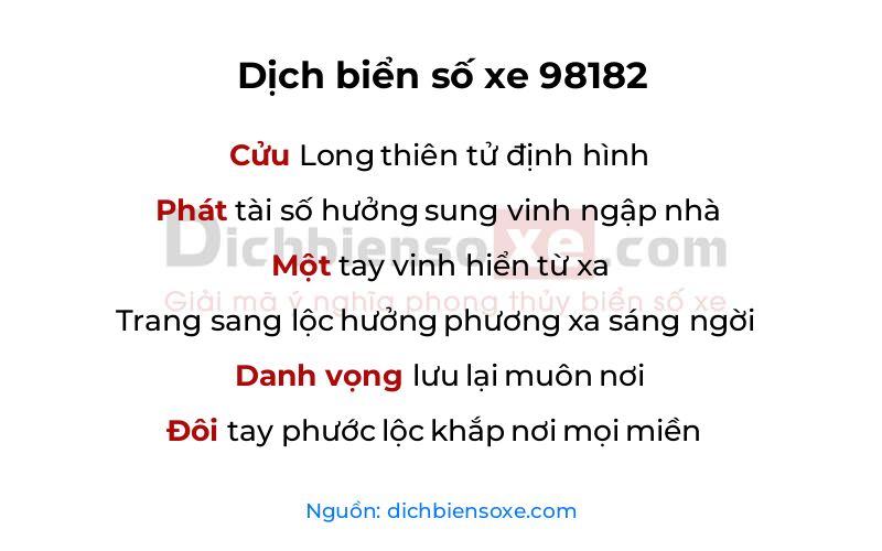 Dịch thơ biển số 98182
