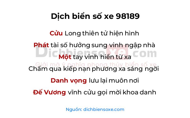 Dịch thơ biển số 98189