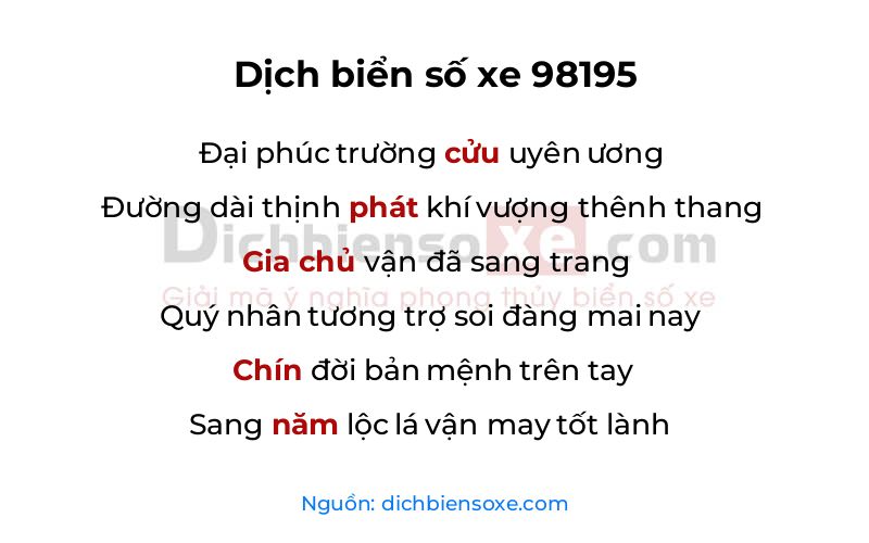 Dịch thơ biển số 98195