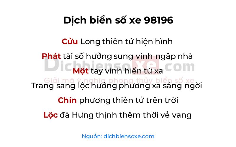 Dịch thơ biển số 98196