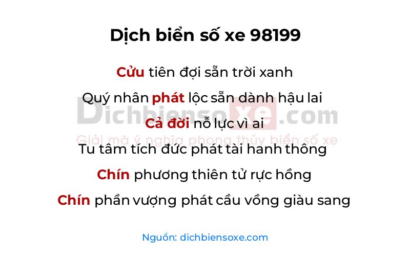 Dịch thơ biển số 98199
