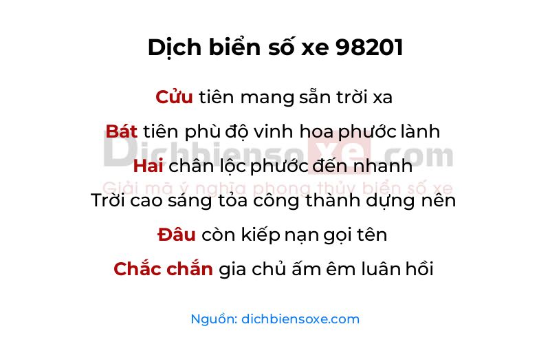 Dịch thơ biển số 98201