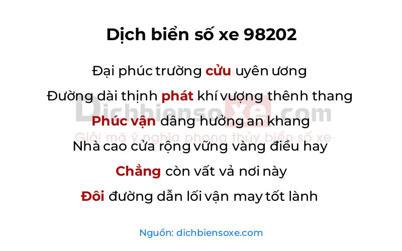 Dịch thơ biển số 98202
