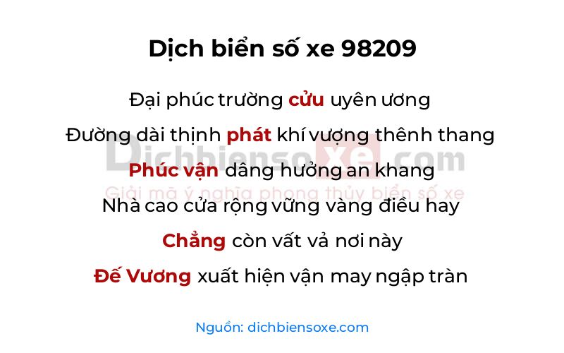 Dịch thơ biển số 98209