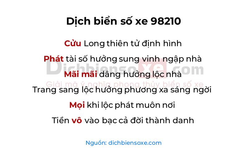 Dịch thơ biển số 98210