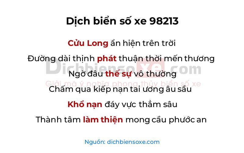 Dịch thơ biển số 98213