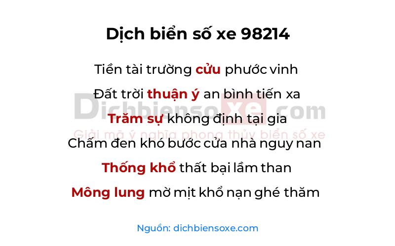 Dịch thơ biển số 98214