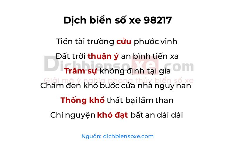 Dịch thơ biển số 98217