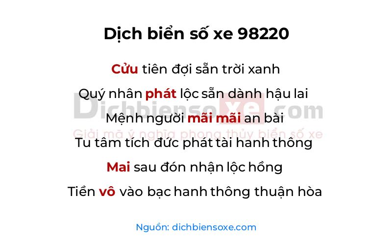 Dịch thơ biển số 98220