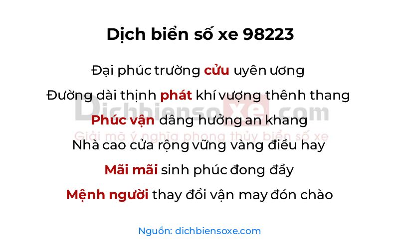 Dịch thơ biển số 98223