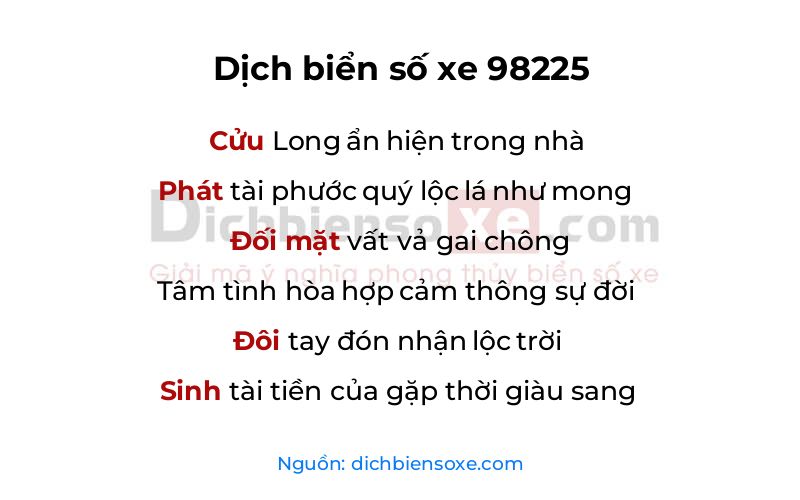 Dịch thơ biển số 98225
