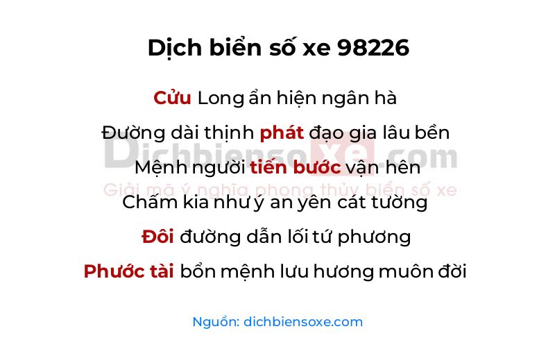 Dịch thơ biển số 98226
