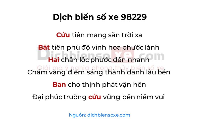 Dịch thơ biển số 98229