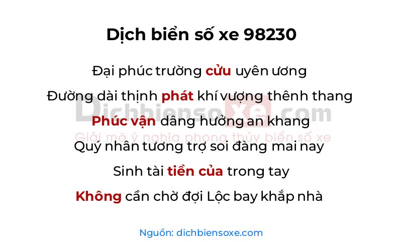 Dịch thơ biển số 98230