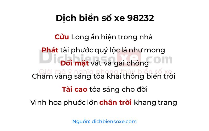 Dịch thơ biển số 98232