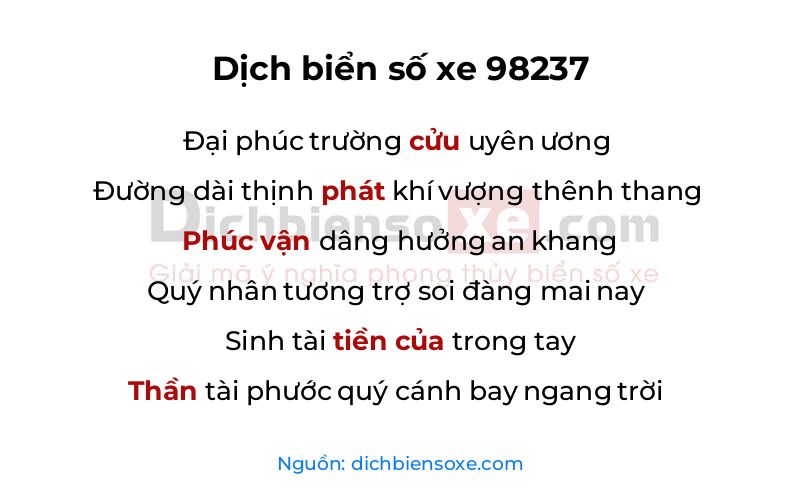 Dịch thơ biển số 98237